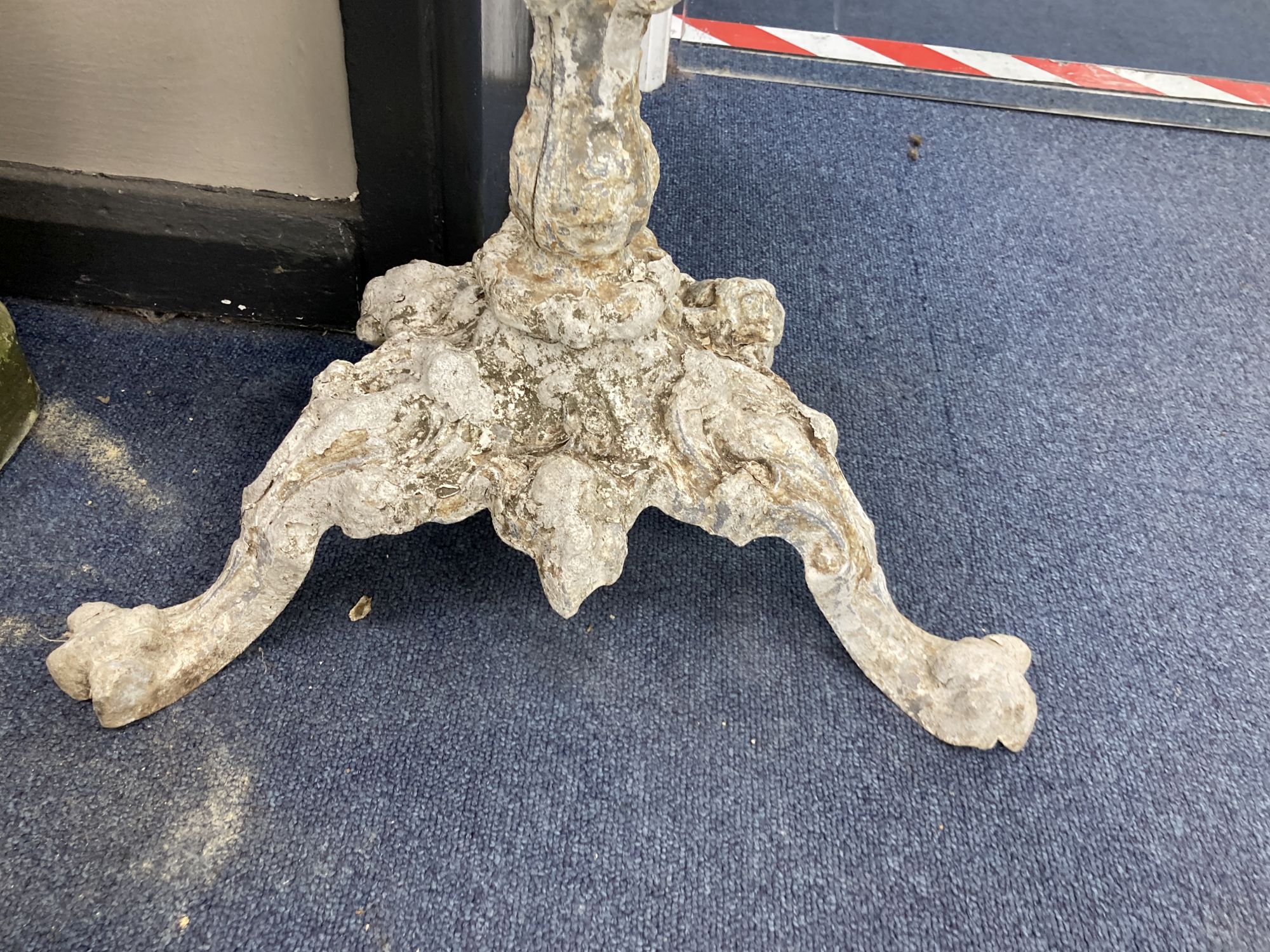 A Victorian style cast metal circular garden planter, 34cm diameter, height 78cm